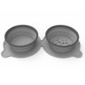 Gray collapsible double pet bowls