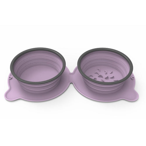Collapsible double pet travel bowls product example